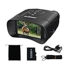 Svbony SA206 4K Nattvision Kikare, 8X Digital Zoom Infraröda Digitala Night Vision Glasögon, 5000mAh Uppladdningsbart Batteri 3'' Stor Skärm 32 GB för HD-foton och Videor Vilt Observation och Jakt