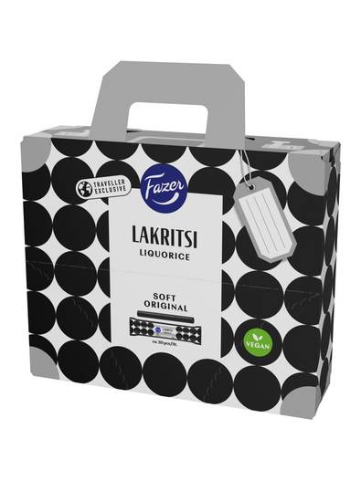 Fazer Lakritsi Original lakridsstænger i en transportæske
