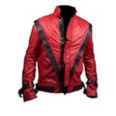 Michael Jackson MJ Thriller jacka i fuskläder i röd färg, Röd, M
