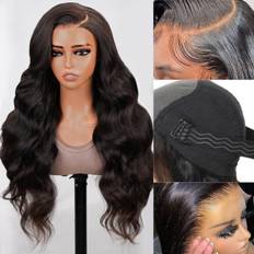 250 Densitet 26 Tommer SKINLIKE Ægte HD Lace Front Parykker Menneskehår Pre Plukket 13x4 Slid og Gå Limfri Body Wave Parykker Menneskehår Til Sorte Kvinder 0,095