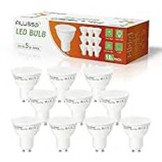 ALUSSO LIGHTING GU10 varmvit LED-lampa, 5 W, ersätter halogenlampor, 50 W glödlampor, 400 lumen, 120° belysningsvinkel, flimmerfri spotlight, icke-dimbar reflektorlampa, 10 st