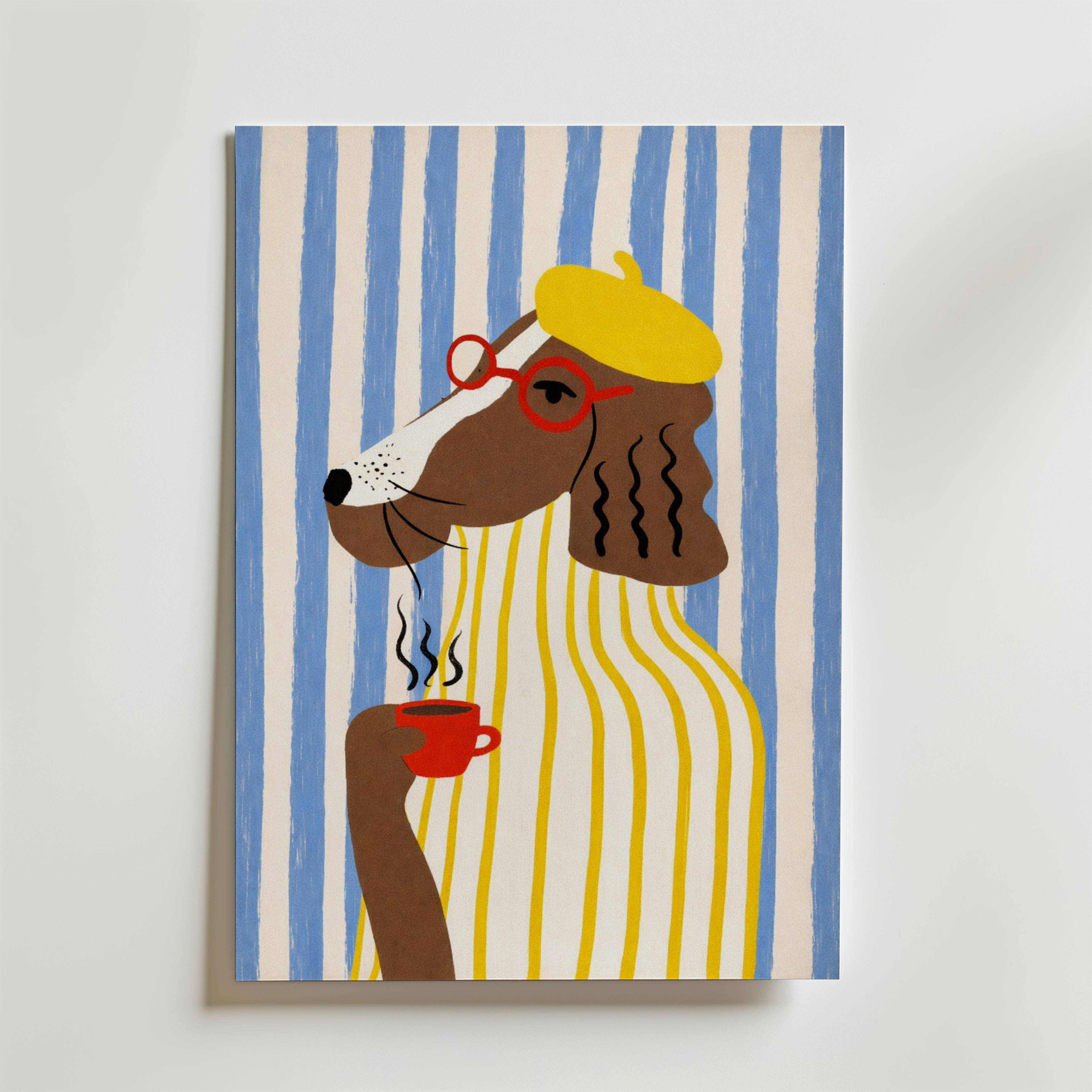 Sunny Caf� Dog Poster - Fine Art Poster 30x40 cm