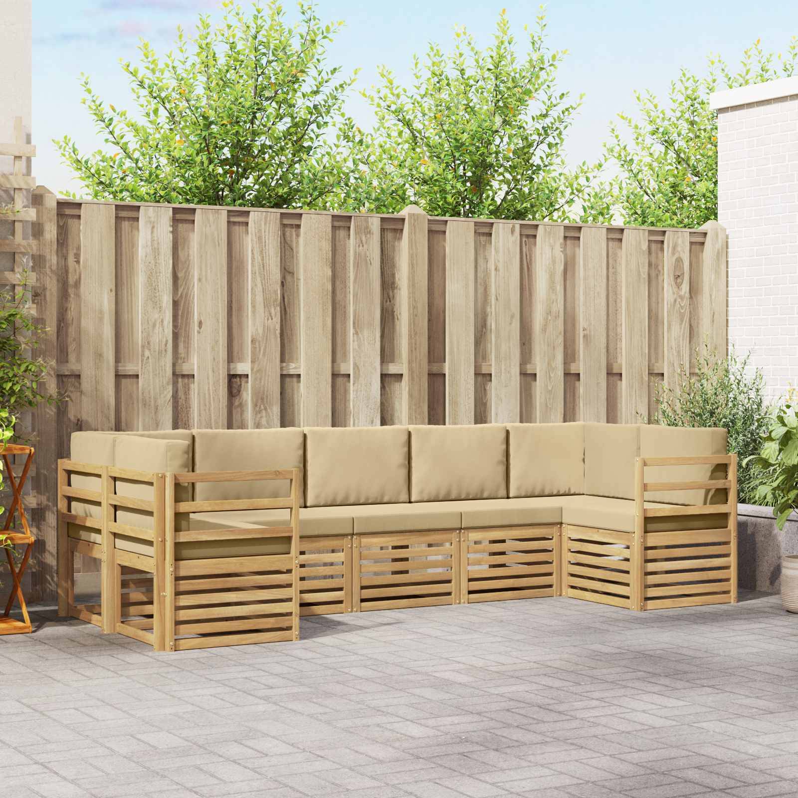 vidaXL Sektionalsofa sæt 7 pcs Hvid og Beige 304 x 126,5 x 73 cm