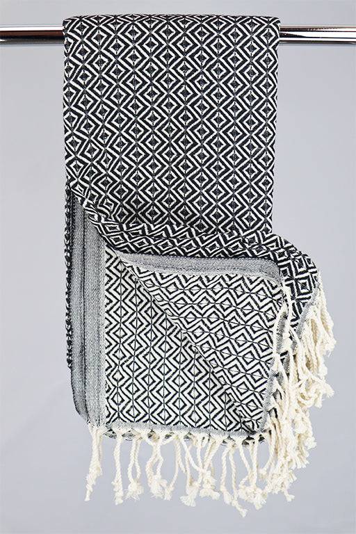 Hamam Double sided Diamond sort, lille eller stor - 50 * 100 cm Gæstehåndklæde
