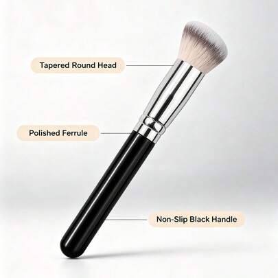 Foundationmakeupborste, enkel blandning för flytande krämfoundation, smidig applicering för felfri naturlig glödande basmakeup - Svart