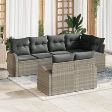 vidaXL 7 Delers Have Sofa Sæt med Puder Lys Grå Poly Rattan