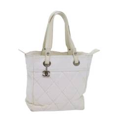 Chanel Vintage, Pre-owned, Dame, Hvid, ONE SIZE, Tyl, Pre-owned Canvas totes