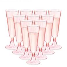 TSLBW 20 st klara champagneglas 142 ml plast glitter champagneflöjter återanvändbara stammade fest vinglas kristall vin cocktailkoppar för trädgård bröllop födelsedag årsdag fest