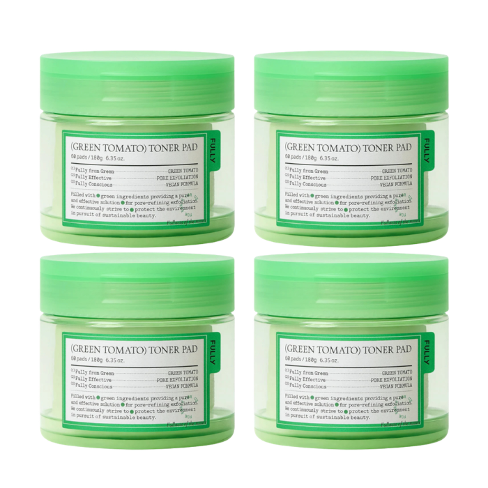 FULLY - Green Tomato Toner Pad - 180ml/60pads (4ea) Set - black