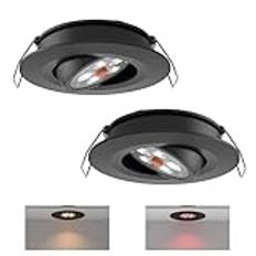 acegoo svängbara downlights 12V för båt skåpbil husbil infälld taklampa LED-spotlight 12 volt, 35° strålvinkel vertikal 70° justering diameter 74 mm Inbyggd dimmer och rött ljus Svart 3000K