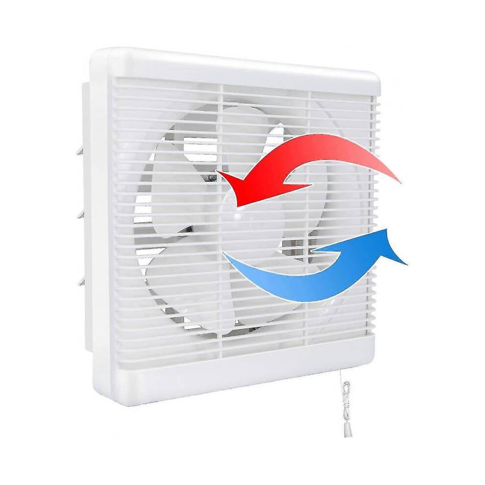 Exhaust Fan 200m/h 25w, Two Way Reversible Wall Mount Fan Air Extractor Silent Ventilation for Bathroom Kitchen Attic Window Garage 6 Inch