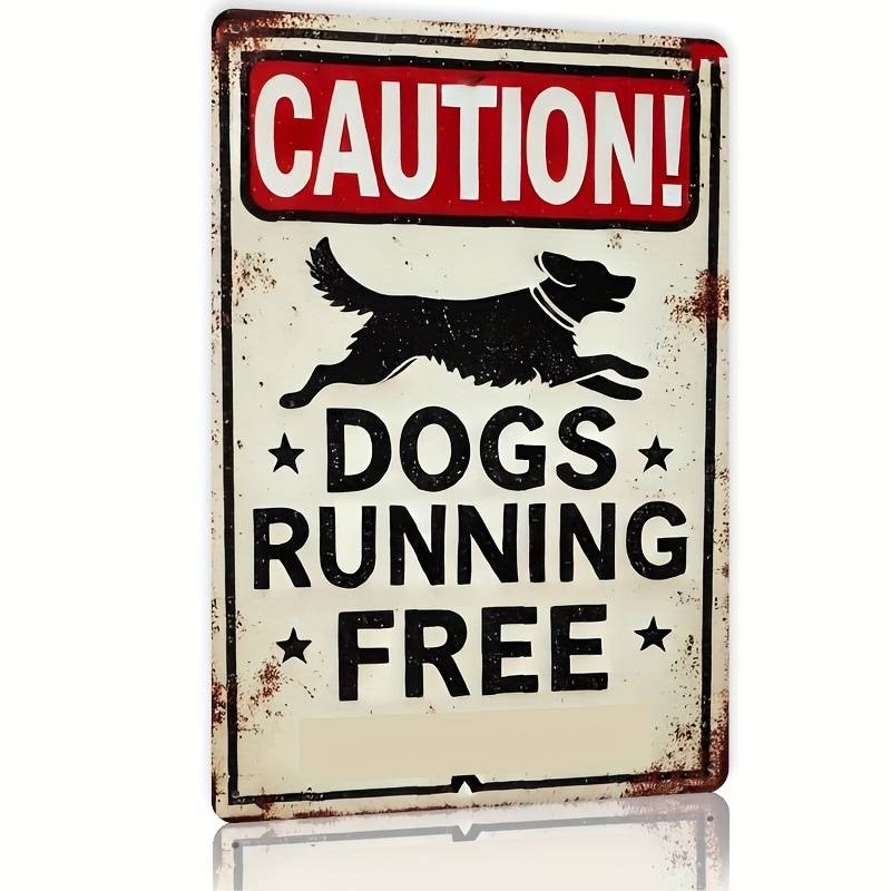2d Flat - Vintage "caution! Free Dogs" Wooden Sign - Distressed Surface Country Wall Art, 5.8 X 7.8 Inches, Perfect For Bars, Cafes, Beach Houses, And Backyard Farmhouses, Dog Decor