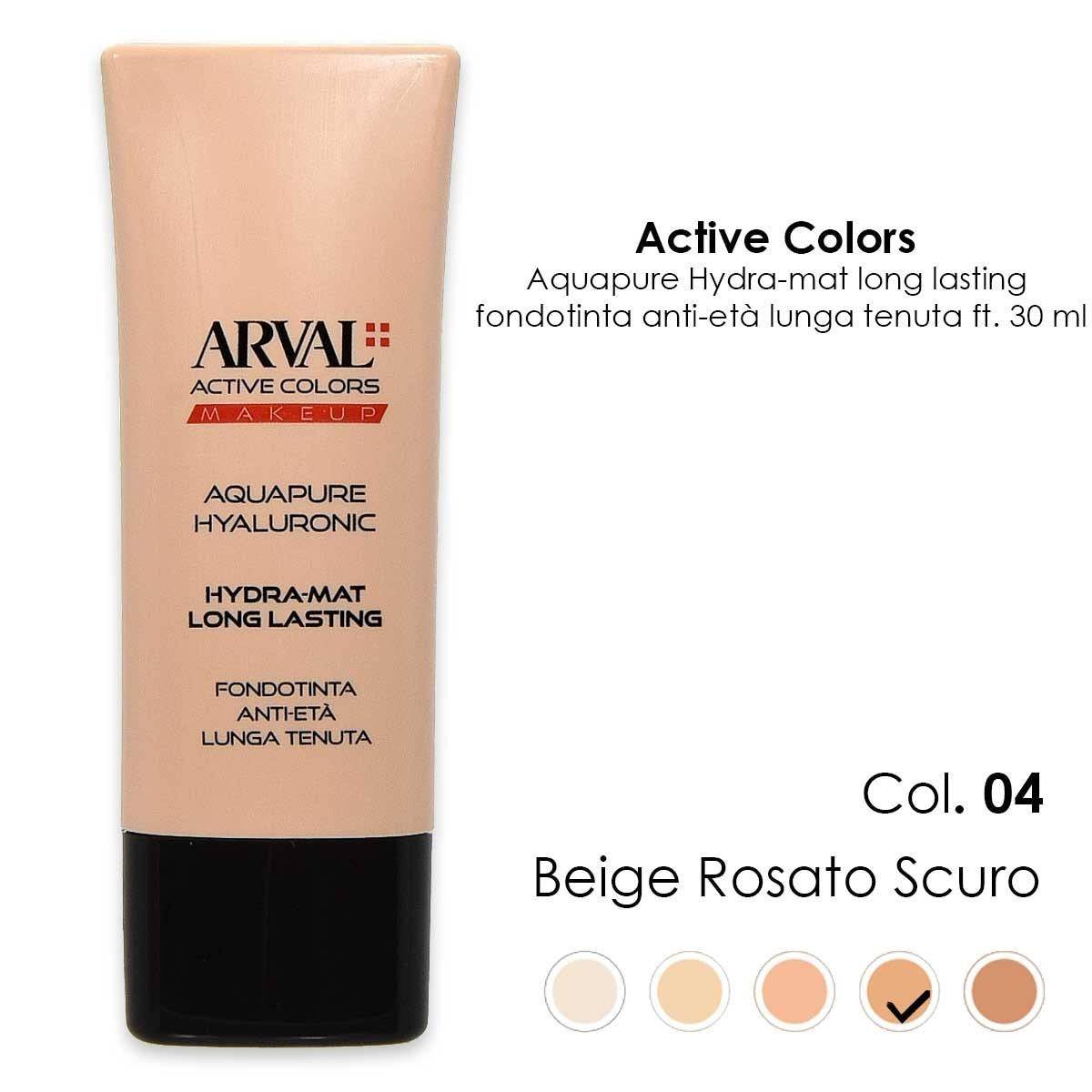 ARVAL AQUAPURE Hyaluronic - Hydra-mat long lasting nr 04 - mörkrosa beige long lasting anti-aging foundation ft 30ml