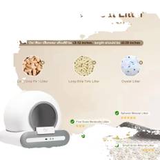 Automatic self-cleaning cat litter box with app control and smart litter mat under cat litter box