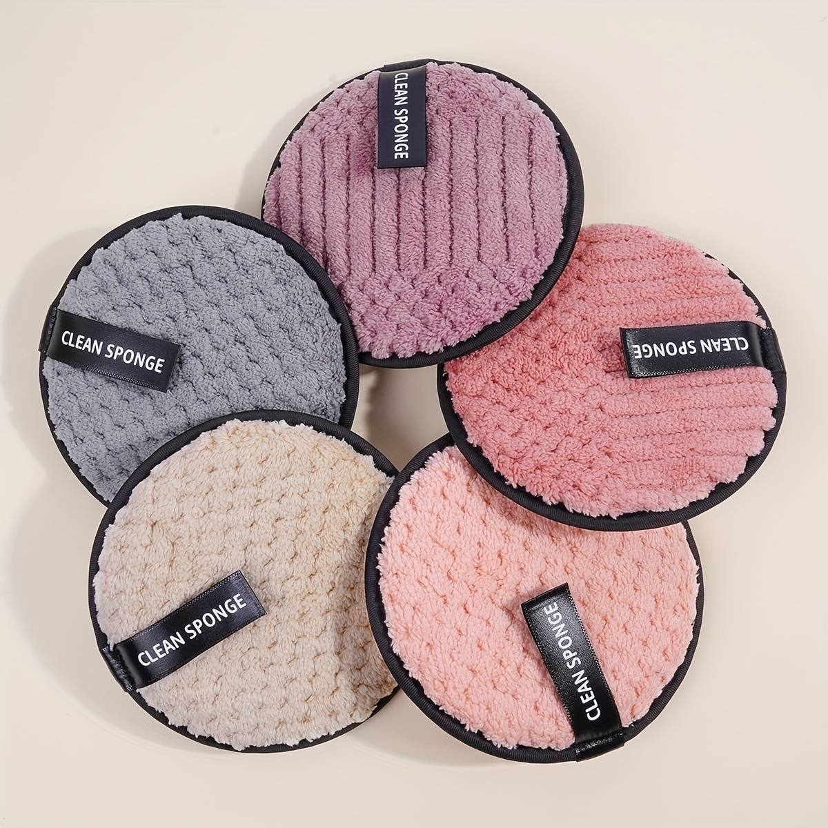 TEMU Maange 5pcs Makeup Remover Pads, Water-based Cleansing, Reusable Makeup Remover Pads