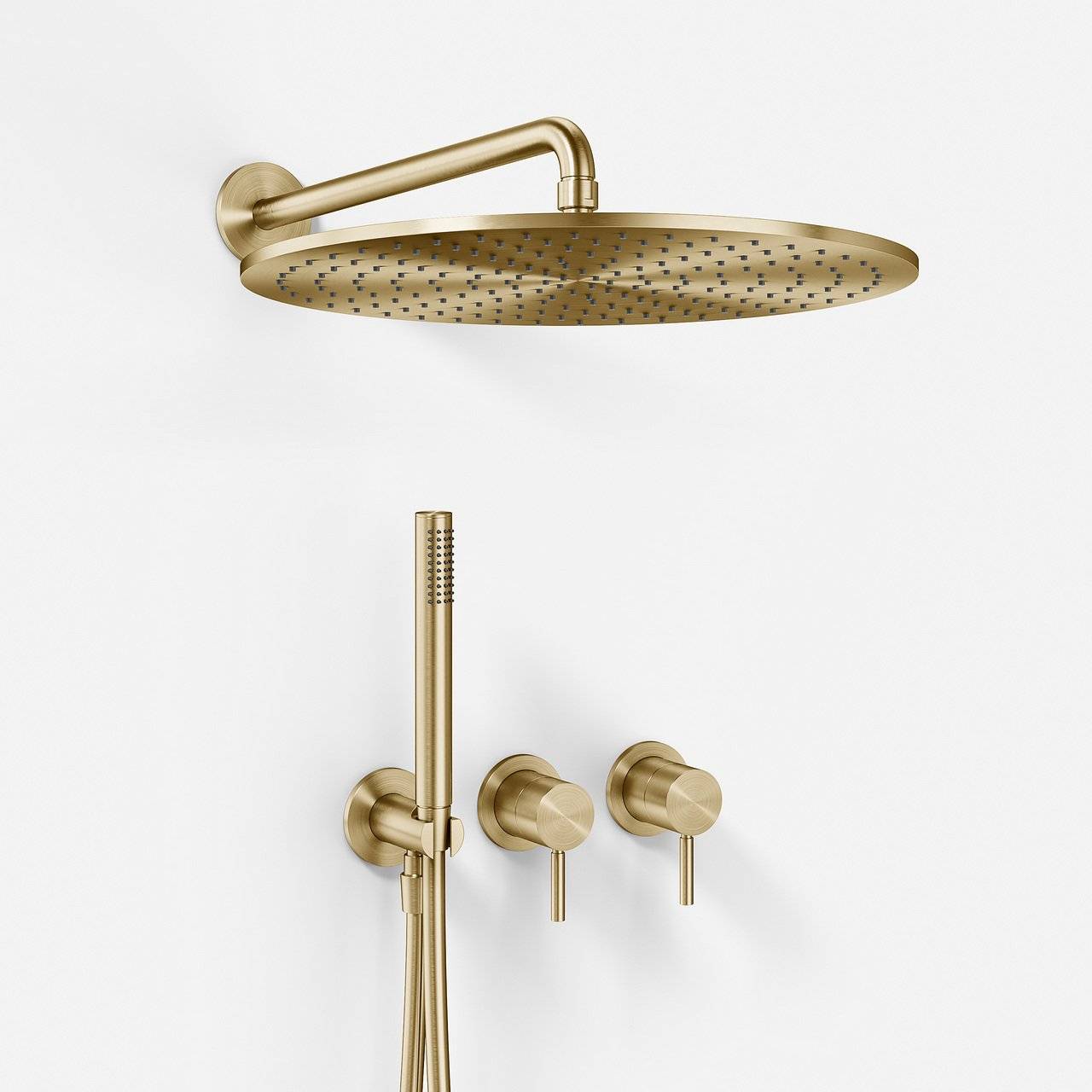 Semplice SBR801 S13 - Rain DeLuxe Ø40 Væg PVD Børstet Messing Brusearmatur - fra Bad&Stil.