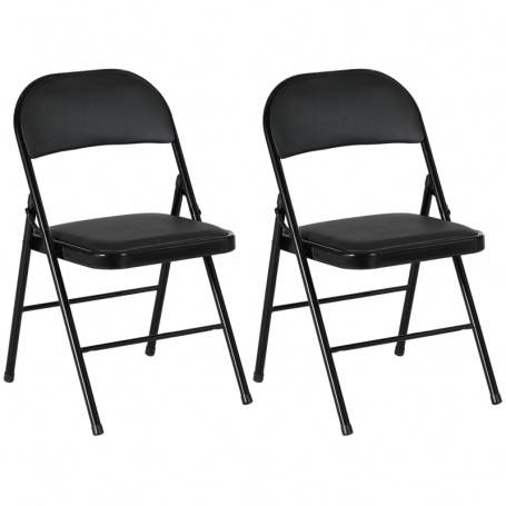 Hopfällbar Stol 2-pack Konstläder Metallram Svart