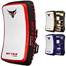 Mytra Fusion Muay Thai Pads Curved Punching Pads - Thai Pads för boxning, kickboxning, MMA, Karate, Taekwondo, Träning och Kampsport Foot and Armbow Target Strike Strike Pads (White/Red)