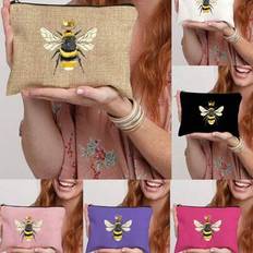 Queen Bee Chic Necessär - Rymlig, lätt sminkväska med dragkedja för resor, handledsväska, necessär för kvinnor, studenter och lärare - Perfekt present - Multifärgad (En-Storlek,rosa,svart,beige,Purpur,rosröd)