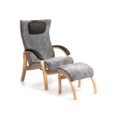 Easy Fåtölj + Pall | Oljad ek, Fårskinn Graphite - Grå (Oljad ek)
