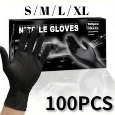 100 st svarta nitrilhandskar, slitstarka engångshandskar i nitril för nagelsalong, hårfärg, hushållsrengöring, S/M/L/XL - Multifärgad (L,M,S,XL)