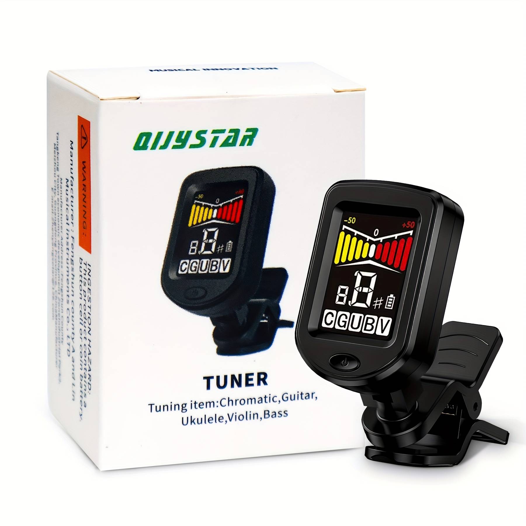TEMU A Precise Clip-on Guitar Tuner With -degree Rotatable Color Display - Perfect For Acoustic Guitars, Ukuleles, Basses, , , And Chromatic Tuning