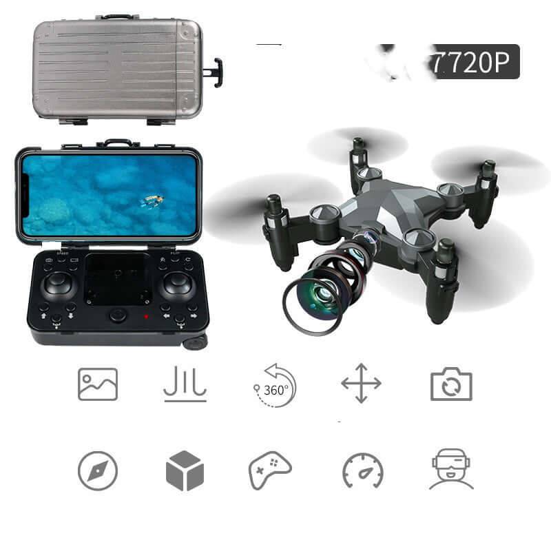Mini Folding UAV Drone Luggage Box Storage HD Camera Toy - Titanium grey 720P / USB