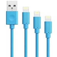 ilikable iPhone Laddningskabel 1M 2M 3M 3Pack, USB till Lightning-Kabel MFi iPhone Lightning-Kabel Laddning Kompatibel med iPhone 11, 13, 12, Xs, Max, XR, 8 Plus, 7 Plus, 6 Plus - Blå