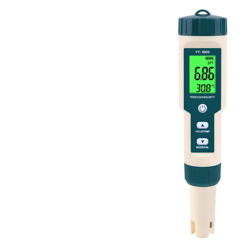 Yieryi digital vattenmonitor testare 5 in 1 tds / ec / ph / salthalt / temperaturmätare för pooler, dricksvatten, akvarier - Yy -9909