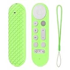 AMZLORD SILICONE REMOTE CASE ANTI-SLIP Protective Controller Sleeve Skin with Lanyard TV Remote Control Case Remote Protective Case for Google TV Streamer 4K (Luminous Green)