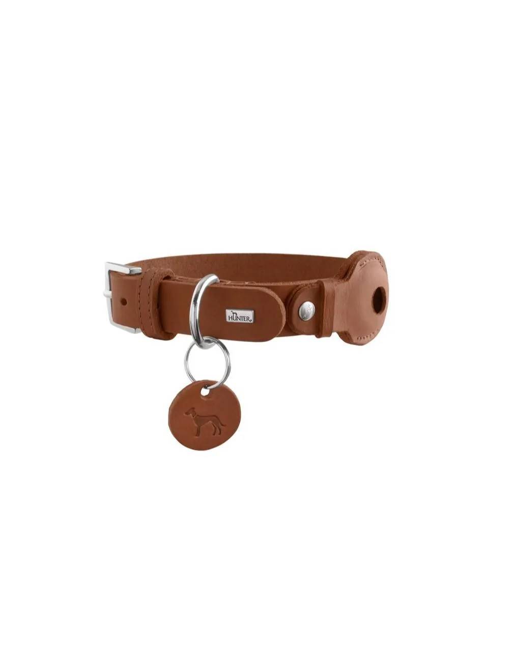 Hunter Viborg AirTag Halsbånd Cognac M 55 - Justerbar 42-48 cm.