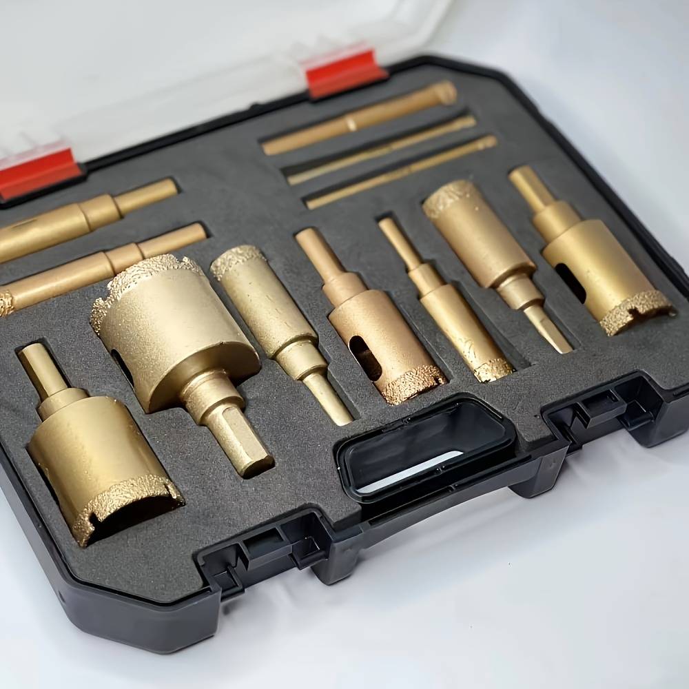 Set Of 12 Diamond Drill Bits For Glass, Marble, And Stone - Includes A Kit Ranging From 6 To Along With Hand Tools For Granite, Tile, And Ceramic