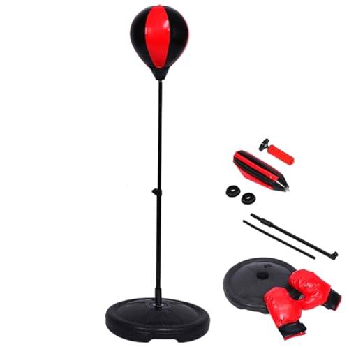 Punching Ball boxning ställ höjdjusterbar boxningssäck punching ball boxing set stående boxningssäck justerbar 360° vridbart kullager boxstativ med boxningshandskar och pump för fitness MMA