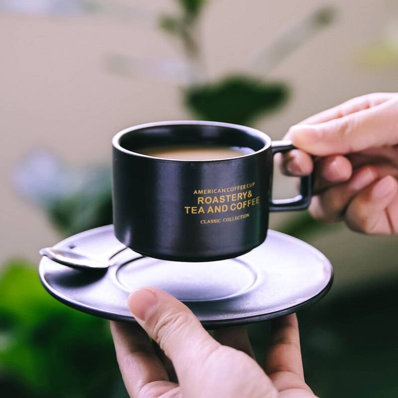 Café butik kaffe keramisk kopp fat dräkt eftermiddagste kopp liten kaffekopp med disk sked set katt avföring kaffekoppar - 09 stil
