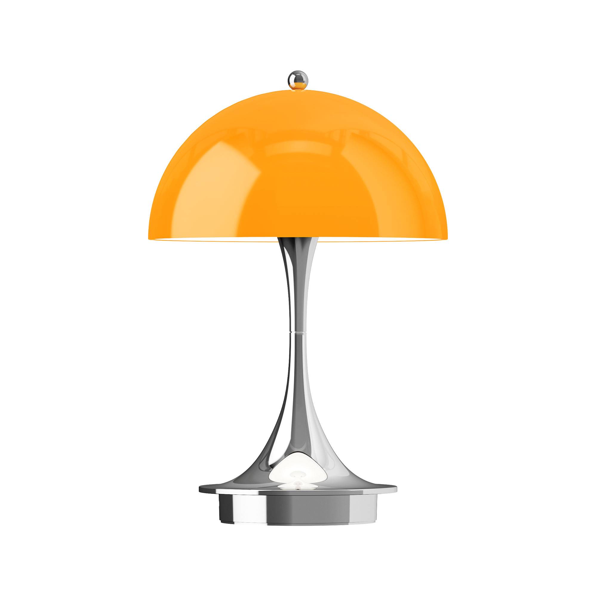 Louis Poulsen Panthella 160 Portable af Verner Panton Original Opal Orange, Chrome.