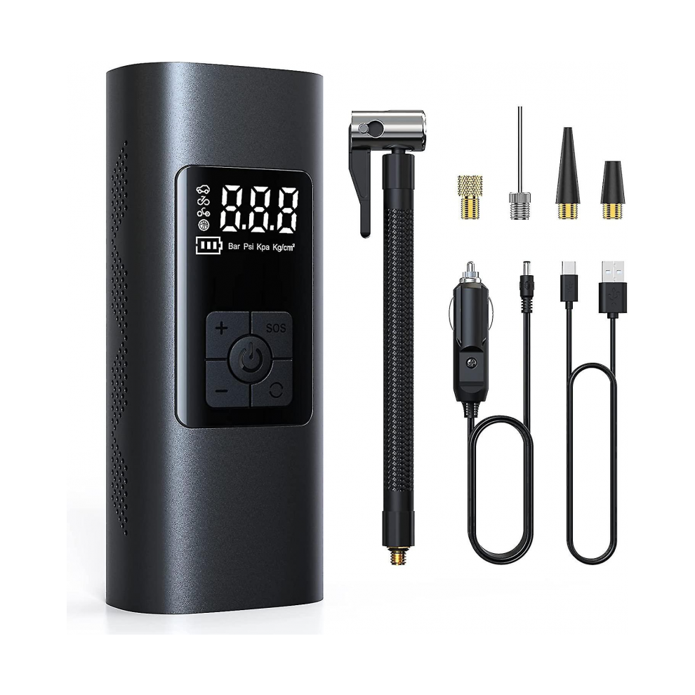 Trådløs dækpumpe, ledningsfri, genopladelig, 6000 mAh batteri, dækpumpe, 150 Psi bilpumpe, elektrisk cykelpumpe, håndholdt mini-luf
