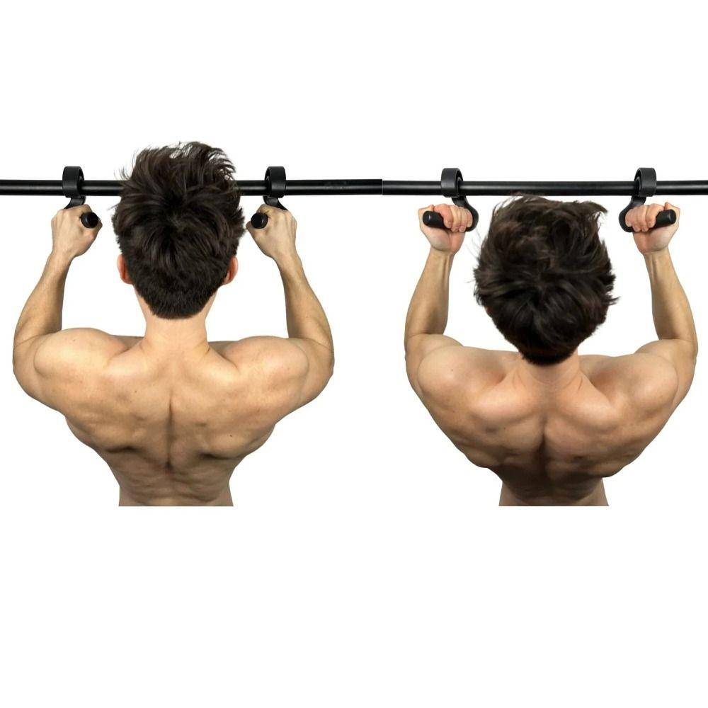 1 par 45° Gym Sport Handtag Kroktyp Tyngdlyftning Grepphandtag Fitness Grepphandtag Ryggdrag svart