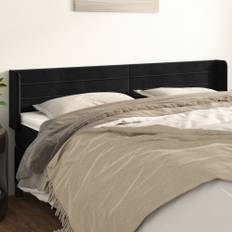 Sänggavel med kanter svart 163x16x78/88 cm sammet