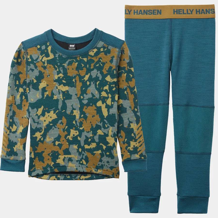 Helly Hansen Kids' Graphic LIFA® Merino Wool Base Layer Set Skiundertøj Børn - Dark Creek - Dark Creek / 98 cm / 3 år