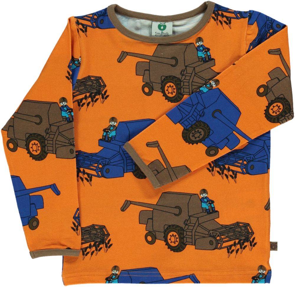 Langærmet bluse med høstmaskine - Orange / 3-4