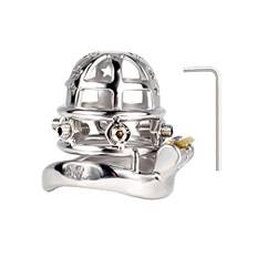 LAHTI Manlig Kyskhet Låst Hypoallergen Bondage Rostfritt stål Cock Cage Sexleksak med 3 storlekar Arc Penis Ring