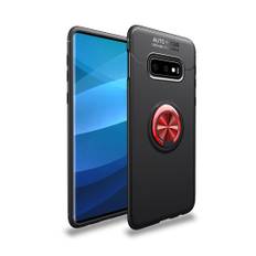 Samsung Galaxy S10e magnetisk metalplade kickstand etui - Sort/Rød