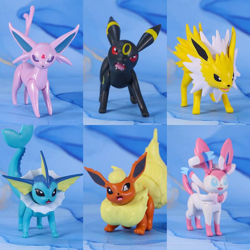 WCT Genuine Fairy Sun Moon Fire Water Thunder Eevee Figures Model Action Figures Pokemon Pet Elf
