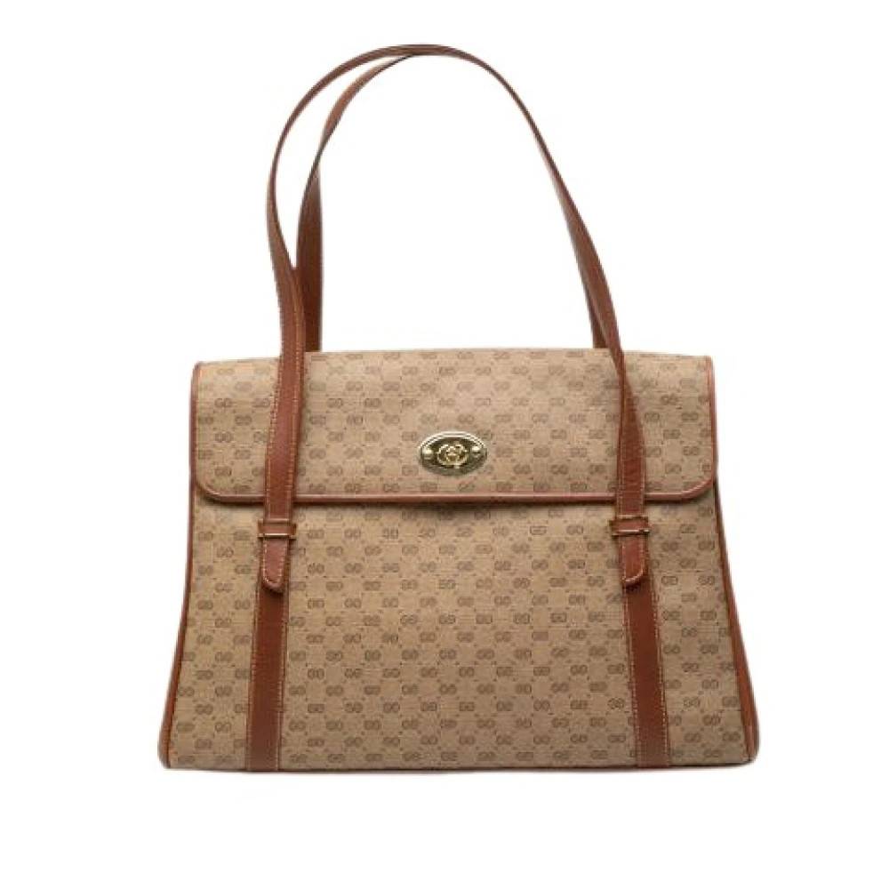 Gucci Vintage Pre-owned Canvas Skuldertaske - Vintage - Dame - Beige - ONE SIZE - Uld