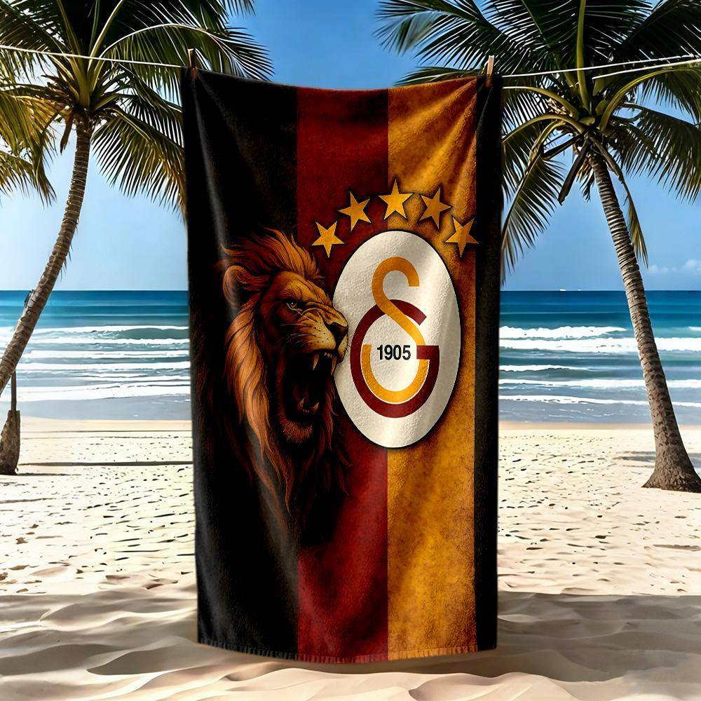 Galatasaray Lejonvapen Strandhandduk Mjuk Hållbar Snabbtorkande Bekväm Lätt Perfekt för Resor Yoga Camping och Simning