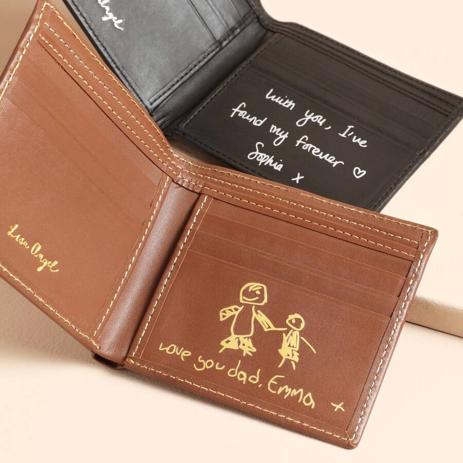 Personalised Handwritten Men's Leather Wallet