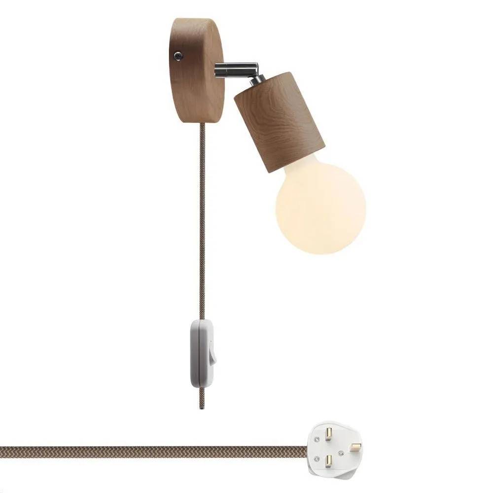 Creative Cables Spostaluce Justerbar Lampe Med Træsamling Og Stift Engelsk