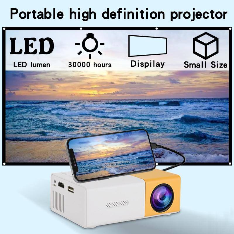 Miniprojektor YG300 Pro LED Stöd 1080P Full HD TV Bärbar Beamer Audio HDMI USB Utomhus Film Video Projetor gul