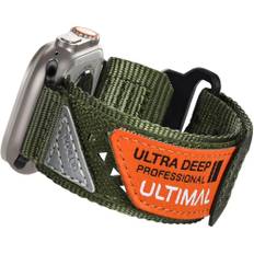 ULTIMAL Armband Kompatibel Mit Apple Watch Armband 49mm,Klettverschluss-Design,Robustes Nylon Woven Loop Armband, Hohlraum-Design, Für Apple Watch Ultra (Grün)