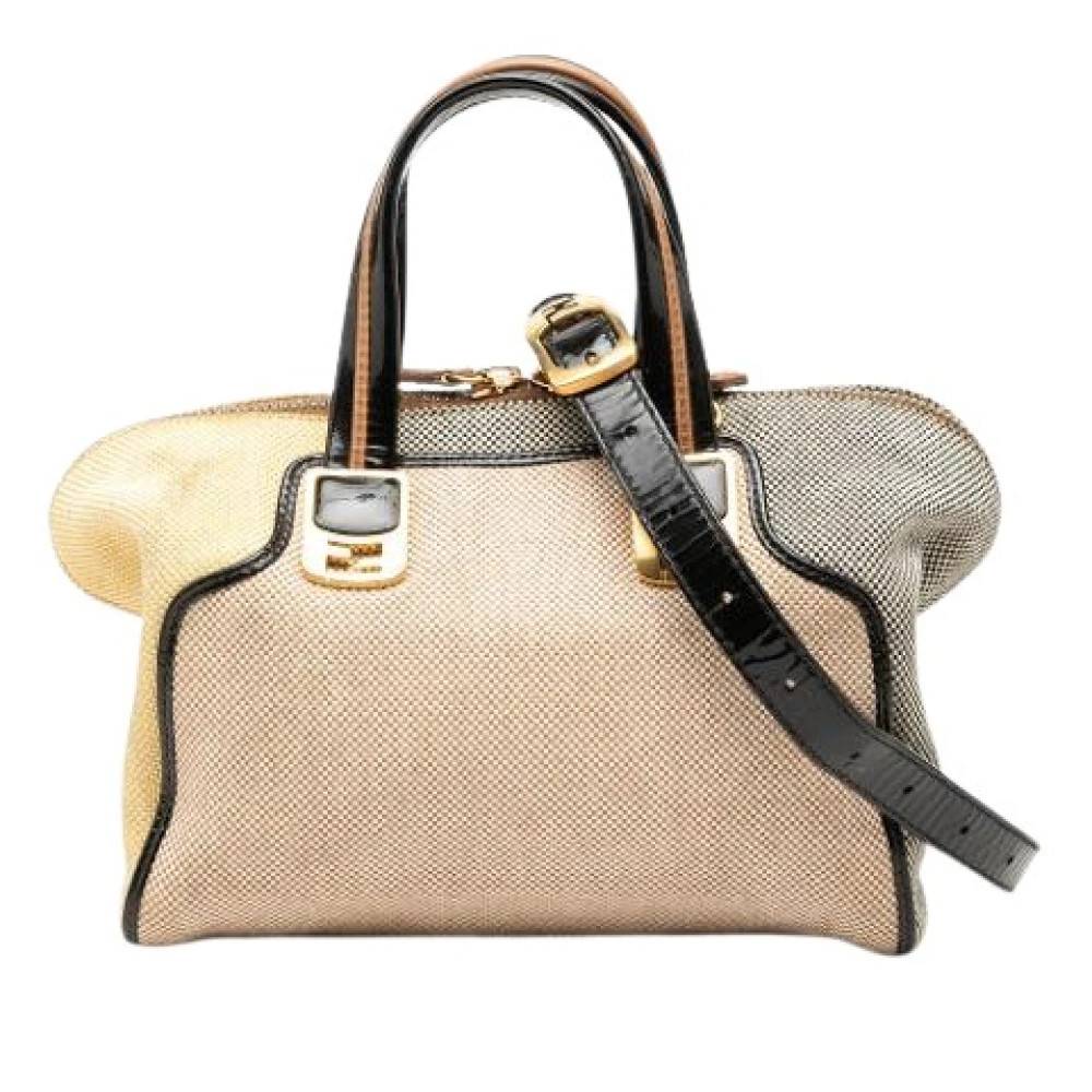 Fendi Vintage Pre-owned Chameleon Håndtaske - Vintage - Dame - Beige - ONE SIZE - Uld
